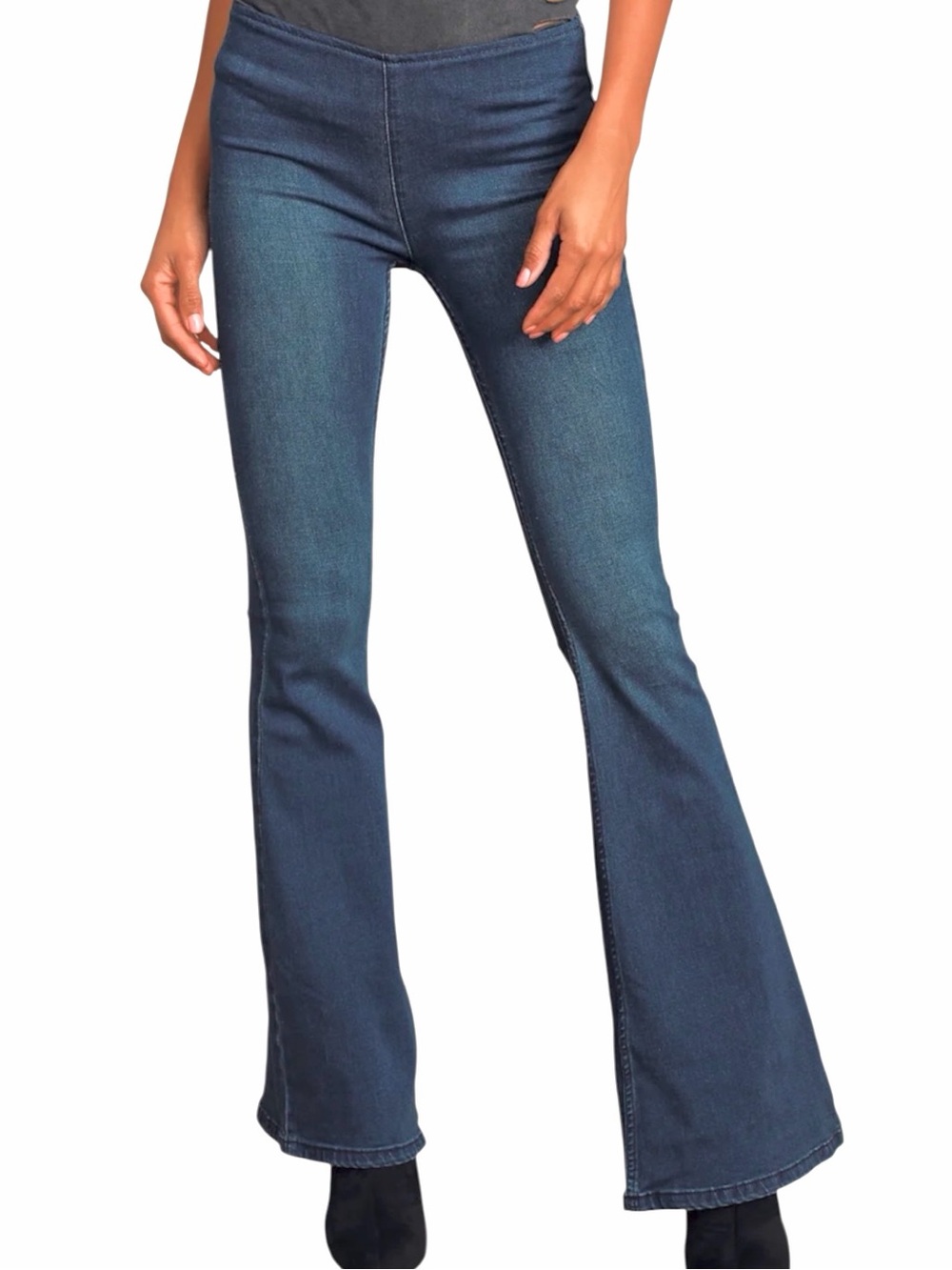 Penny pull on flare jeans